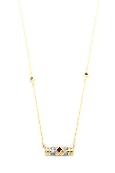 MBB ETİCARET Stone Necklace - Claret Red