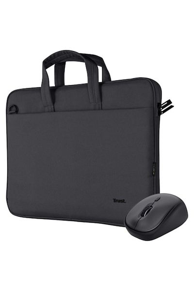 Trust Set BOLOGNA, Geantă Laptop 16" + Mouse Wireless, 800-1600 DPI, Negru