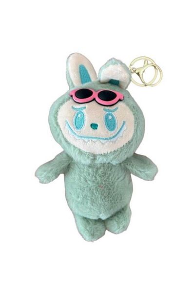 OEM Promotional Pack: LaBubu Plush Keychain, Soft and Fluffy, Green, 18 cm + Paw-shaped Toy Keychain, Tu