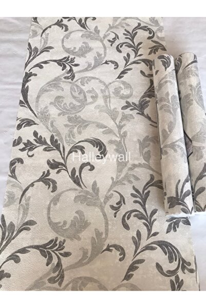 halleywall 2435 Gri Beyaz Desenli Duvar Kağıdı