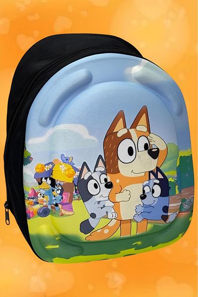 Uniquerrs Rucsac și ghiozdan cu tematică Bluey pentru băieți, 3-6 ani, grădiniță, imprimate 3D Eva