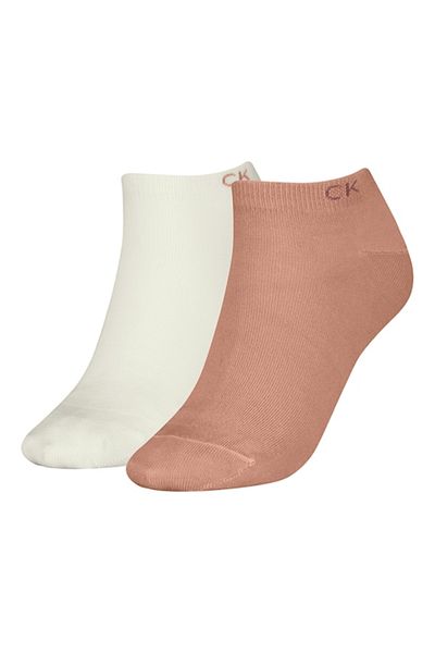 Calvin Klein , Set de sosete pana la glezna - 2 perechi, Alb murdar, Roz prafuit, One Size