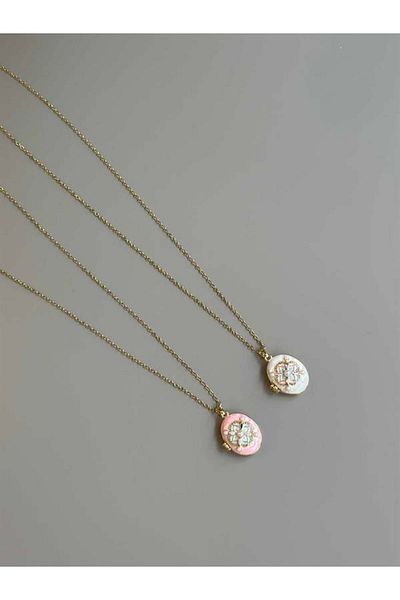 MBB ETİCARET Ethnic patterned necklace with pearls - pink