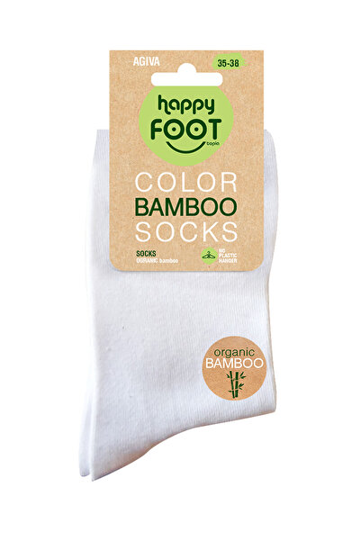 Agiva Women's Bamboo Socks Happy Foottopia, White, Size 35-38 EU