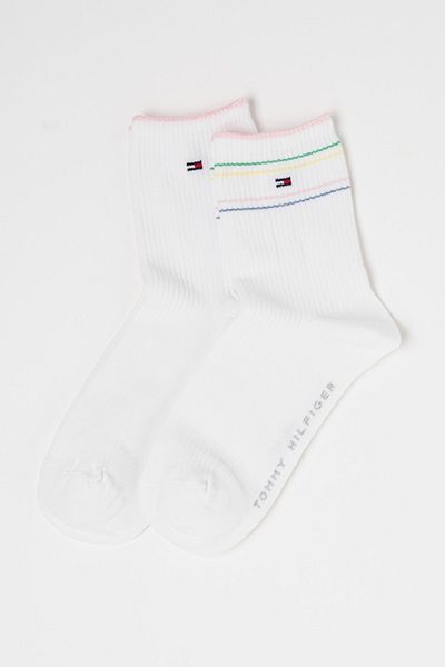 Tommy Hilfiger , Set de șosete lungi - 2 perechi, alb, verde, roz pastel, mărimea 39-42