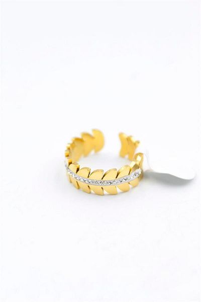 MBB ETİCARET 6-Piece Jewelled Leaf Ring - Gold