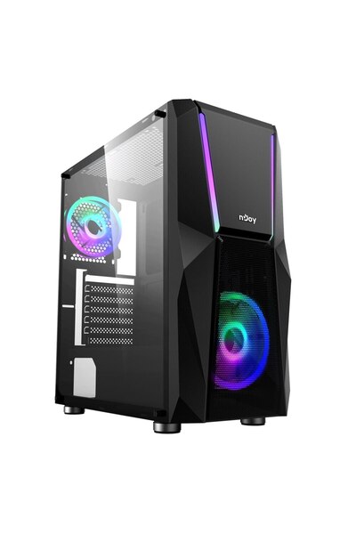 nJoy Carcasa Fort, Middle Tower, ATX, fara sursa, Black