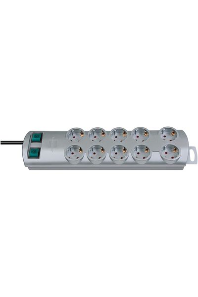 Brennenstuhl Multipriza Primera-Line Technics 10 prize, Intrerupator, 2m, Argintiu