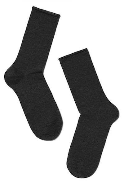 Conte Elegant Șosete de damă din bumbac fără elastic, Conte Elegant Comfort 000, grafit, mărimea 38-39
