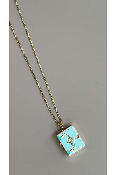 MBB ETİCARET Ethnic Pattern Covered Necklace - Blue