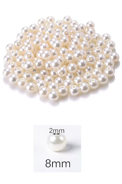 MBB ETİCARET 500 Gram 8mm Cream Color Plastic Pearl Beads Purse and Jewelry Making Bead ~1,600Pcs