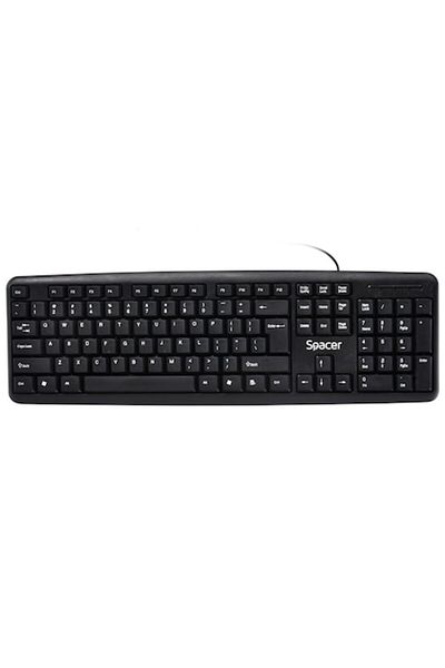 Spacer SPKB-520 Keyboard, Spill-Resistant, USB, Black