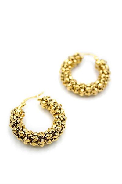 MBB ETİCARET Steel hoop wicker earrings - gold