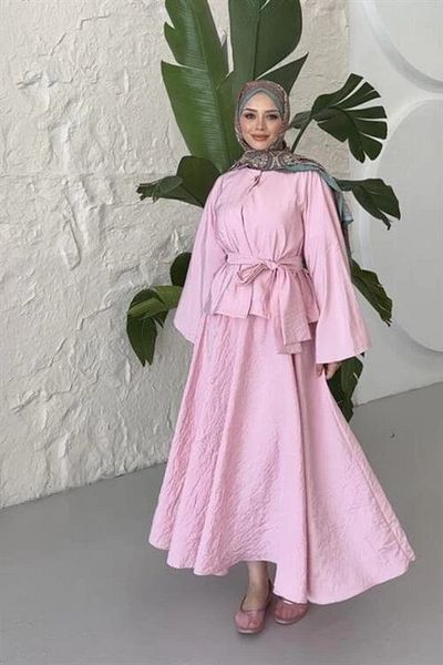 nedo7 Gold Buttoned Skirt Suit Dust Pink