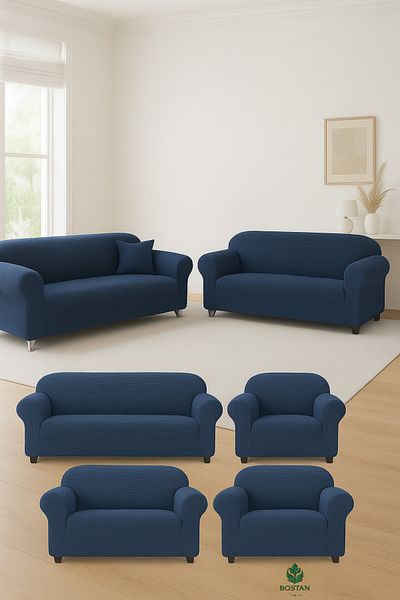 BOSTAN Jacquard Sofa, Sofa, Sofa Bed Cover Stick Pattern Flexible Without Skirt For 3+3+1+1 Sets
