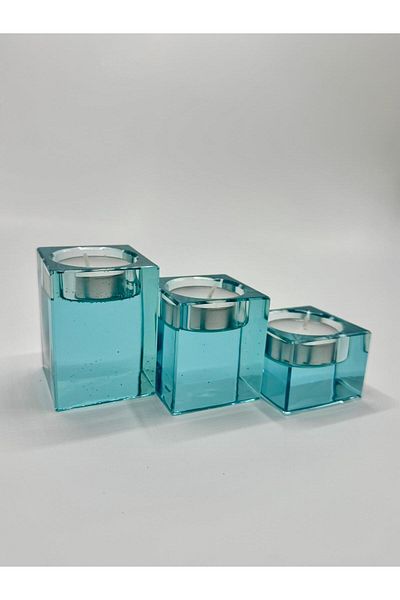 Epikoza Handmade Modern Decorative - Tealight Candle Holder - Transpran Blue