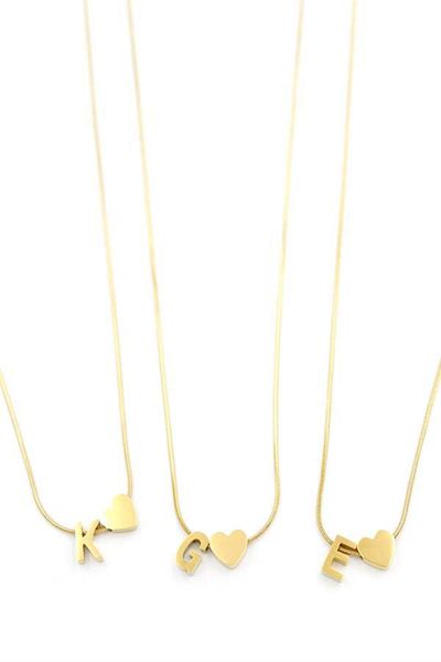 MBB ETİCARET 24-Piece Heart Letter Necklace - Gold
