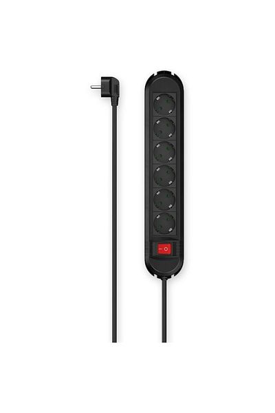 Hama Prelungitor 00223037, cu întrerupător, montare pe perete, 6 prize, H05VV-F3G1.5, 1.5 m, Negru