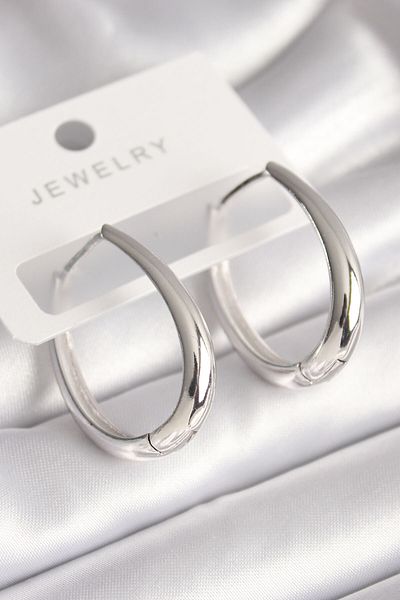 MBB ETİCARET Brass Silver Color Hoop Model Women's Earrings - TJ-BKP8682