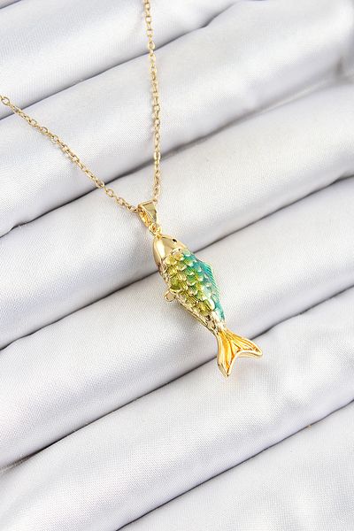 MBB ETİCARET 316L Steel Chain Mixed Color Fish Model Gold Women's Necklace - Tj-Bko10327