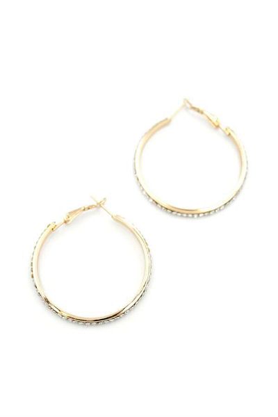 MBB ETİCARET Jewelled Hoop Earrings - Gold