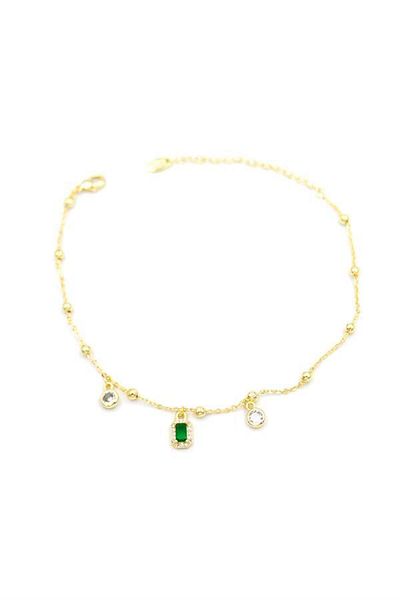 MBB ETİCARET Colorful stone anklet - green