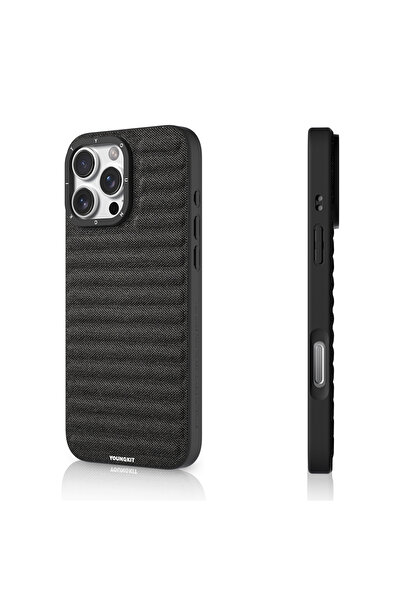 Youngkit iPhone 16 Pro Max Uyumlu Kılıf M-safe Şarj Özellikli Canvas Serisi Kapak Siyah