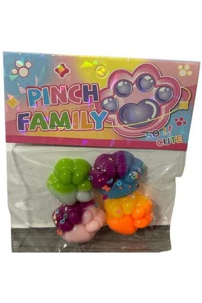 Foot Interactive Toy Pack: Squishy Mini Paws (4 pcs), Multicolor, Antistress, Quick Return + Paw Keychain