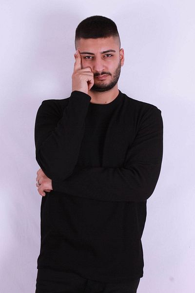 trender Hanorac pentru bărbați O Neck Waffle Black 5073-2