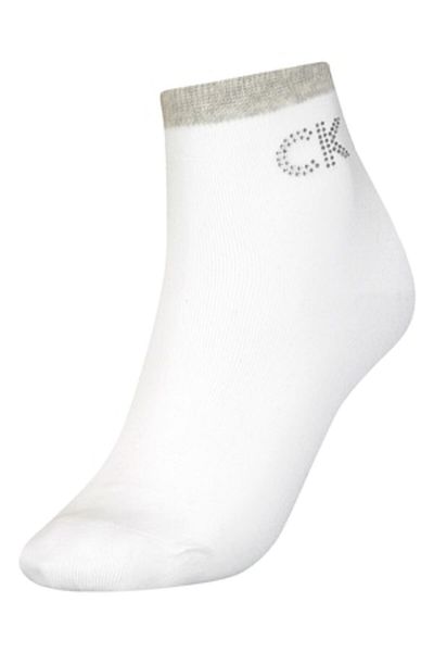 Calvin Klein , Șosete scurte cu aplicații de strasuri - 1 pereche, alb optic, mărime universală