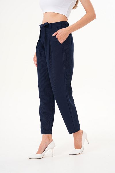 Shine Fine Women's Casual Pocket Belted High Waist Trousers – Comfortable and Stylish 100% Cotton
