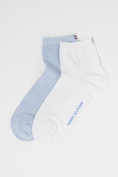 Tommy Hilfiger , Set de sosete scurte - 2 perechi, Alb, Albastru deschis melange, 35-38