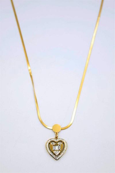 MBB ETİCARET Baget stone heart necklace - gold