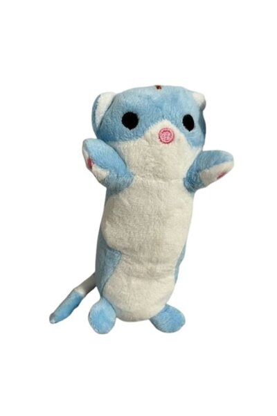 OEM Figurină mini pisică, tip breloc, 20 cm, albastră