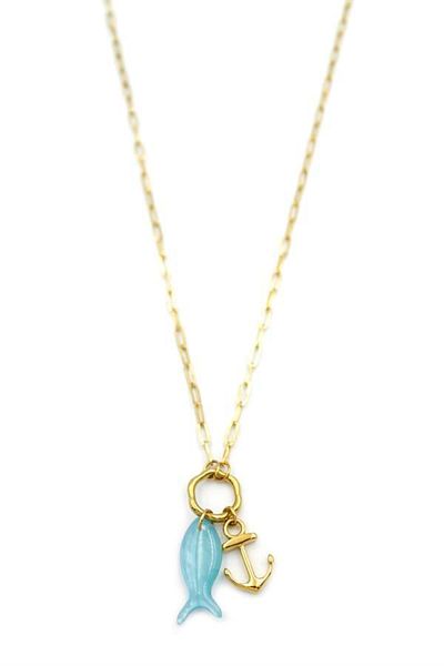 MBB ETİCARET Anchor Fish Necklace - Gold
