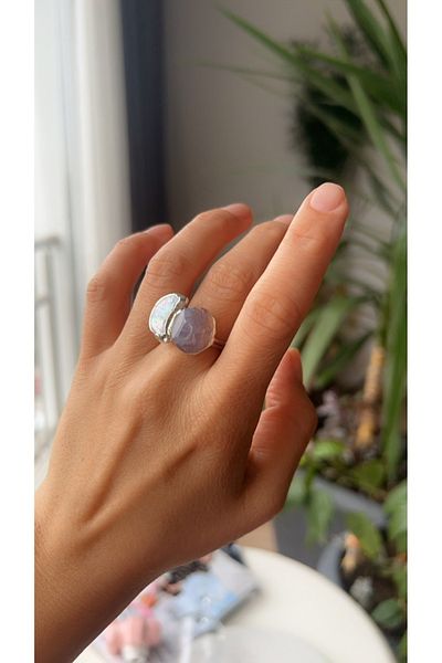 Doğaltaş Masalları Agate Pearl Ring