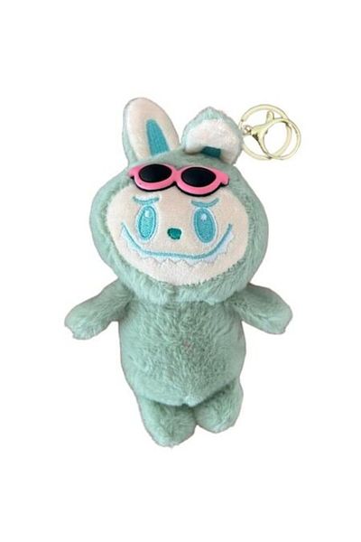 OEM Promotional Pack: LaBubu Plush Keychain, Soft and Fluffy, Green, 18 cm + Paw-shaped Toy Keychain, Tu