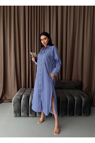 nedo7 Striped Midi Shirt Dress