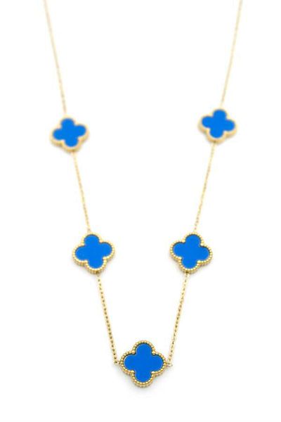 MBB ETİCARET Vc Clover Necklace - Navy Blue