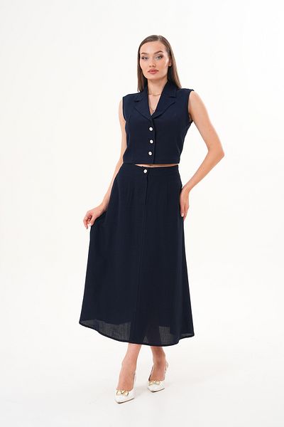 Shine Fine Women's Sleeveless Jacket Collar Vest Skirt Suit