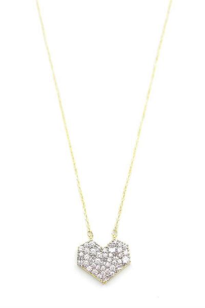 MBB ETİCARET Heart Necklace with Stone - Gold