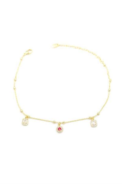 MBB ETİCARET Stoned Anklet - Gold