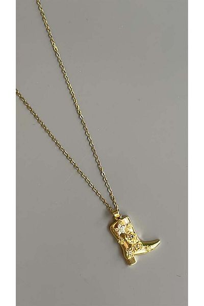 MBB ETİCARET Stone Boot Necklace - Gold