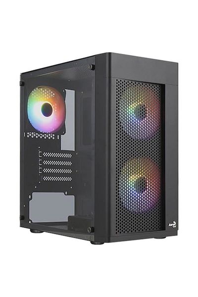 AEROCOOL Hexform V2 RGB Case, No PSU, MicroATX, Black