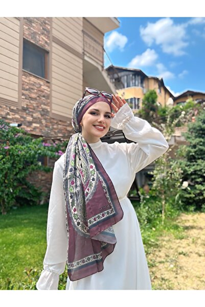 Modakaşmir Floral Ethnic Pattern Shawl Cherry
