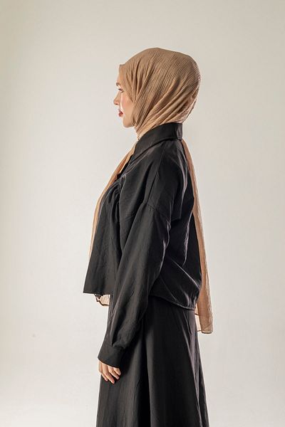 FLEUR SOİE Dama Pattern Milk Coffee Muslin Shal
