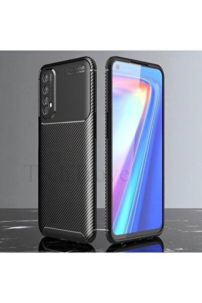 TechTrove Realme 7 Kılıf Kamera Korumalı Darbe Emici Karbon Fiber Desenli Kapak