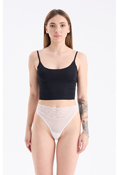 YOYYO Tül Dantelli Tanga Bel Kısmı Taşlı Kadın Külot Tanga İç Giyim Günlük Fantazi