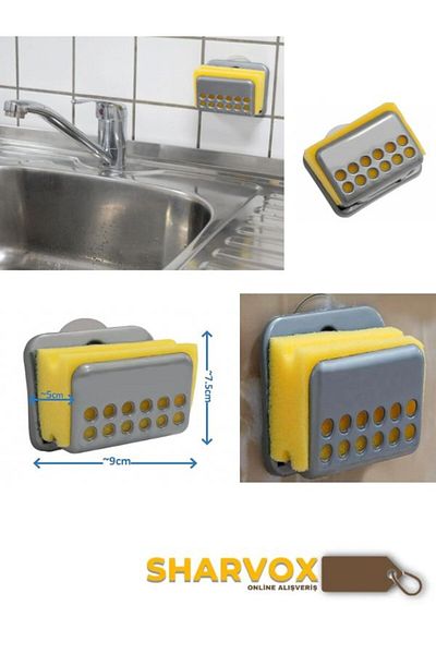 Sharvox Dish Sponge Hanger – Adhesive Suction Cup Sink Holder