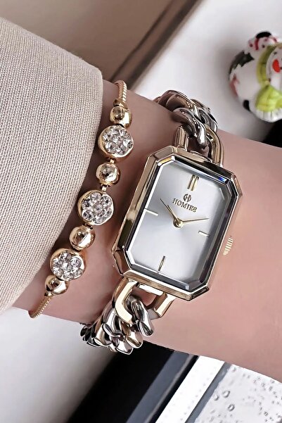 Homies Special Boxed Women Wristwatch Waterproof Gold Silver Color Chain Steel Cord +Wristband Hmby2046C5